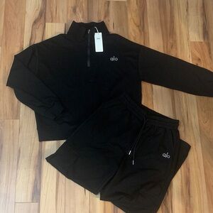 ALO Black 1/4 Zip and Cargo Pants Set
